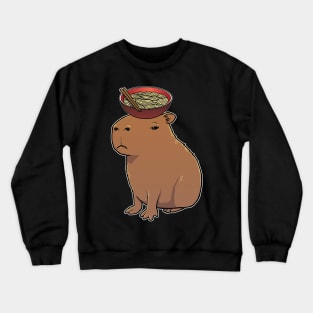 Capybara with Instant Noodles on its head Crewneck Sweatshirt